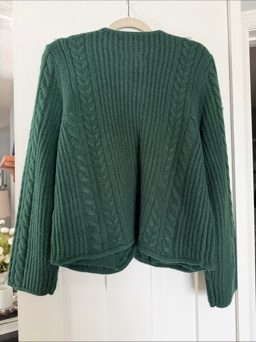 Abercrombie & Fitch Forest Green Cable Knit Cardigan with Pockets - Picture 3 of 3